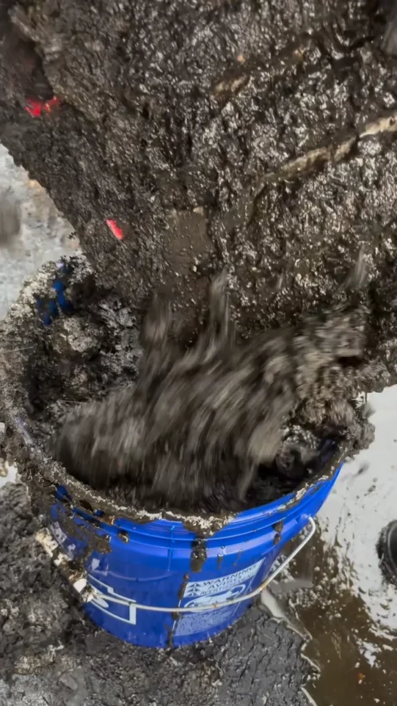 Bucket of grease removed from a kitchen exhaust system