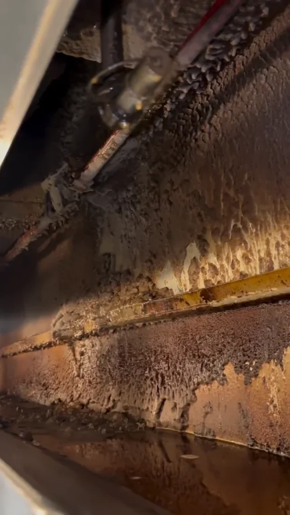 Grease buildup along a kitchen exhaust duct